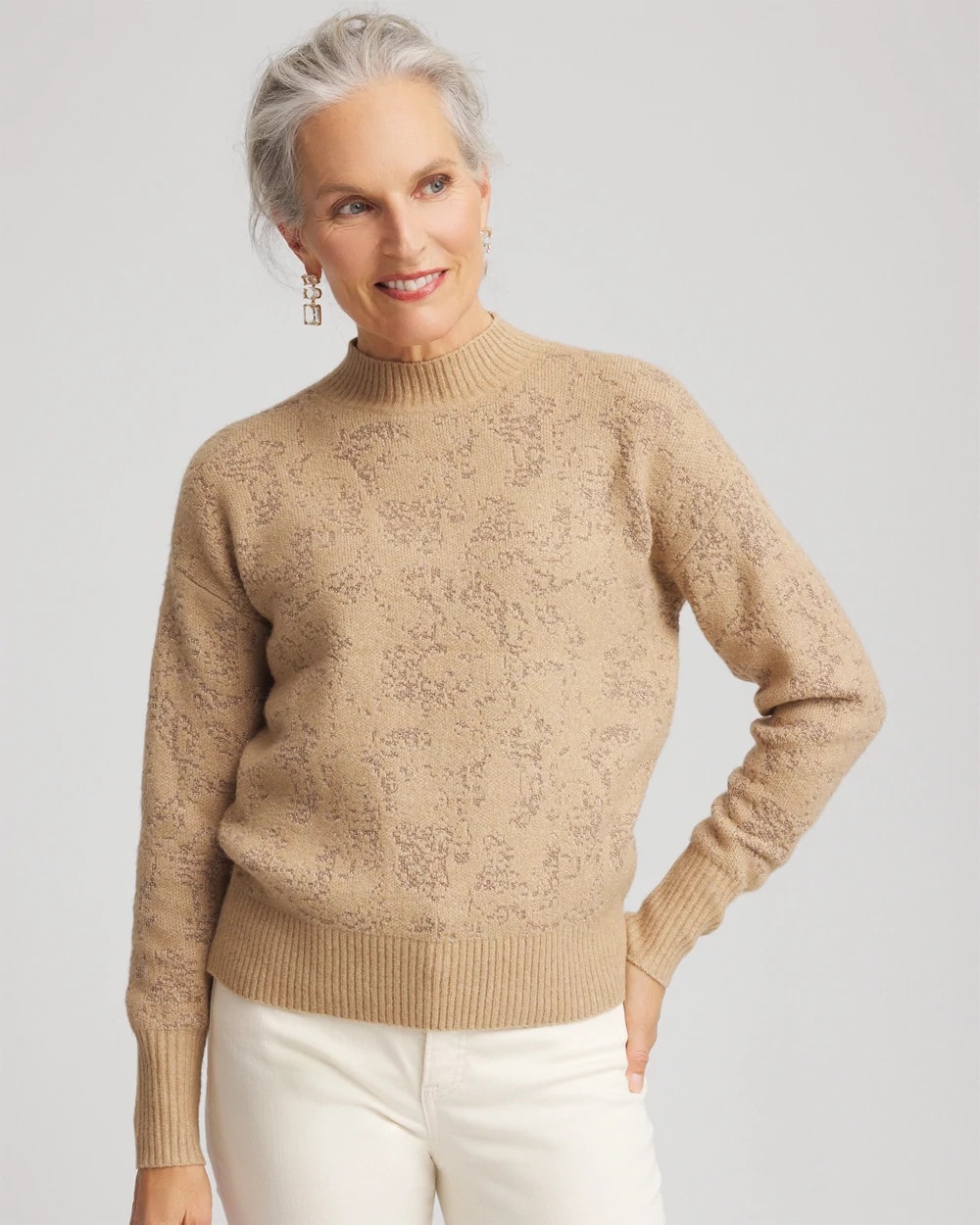 CHIEKO＋ jacquard pull over Chico's Jacquard Mockneck Pullover at MarketFair Shoppes in